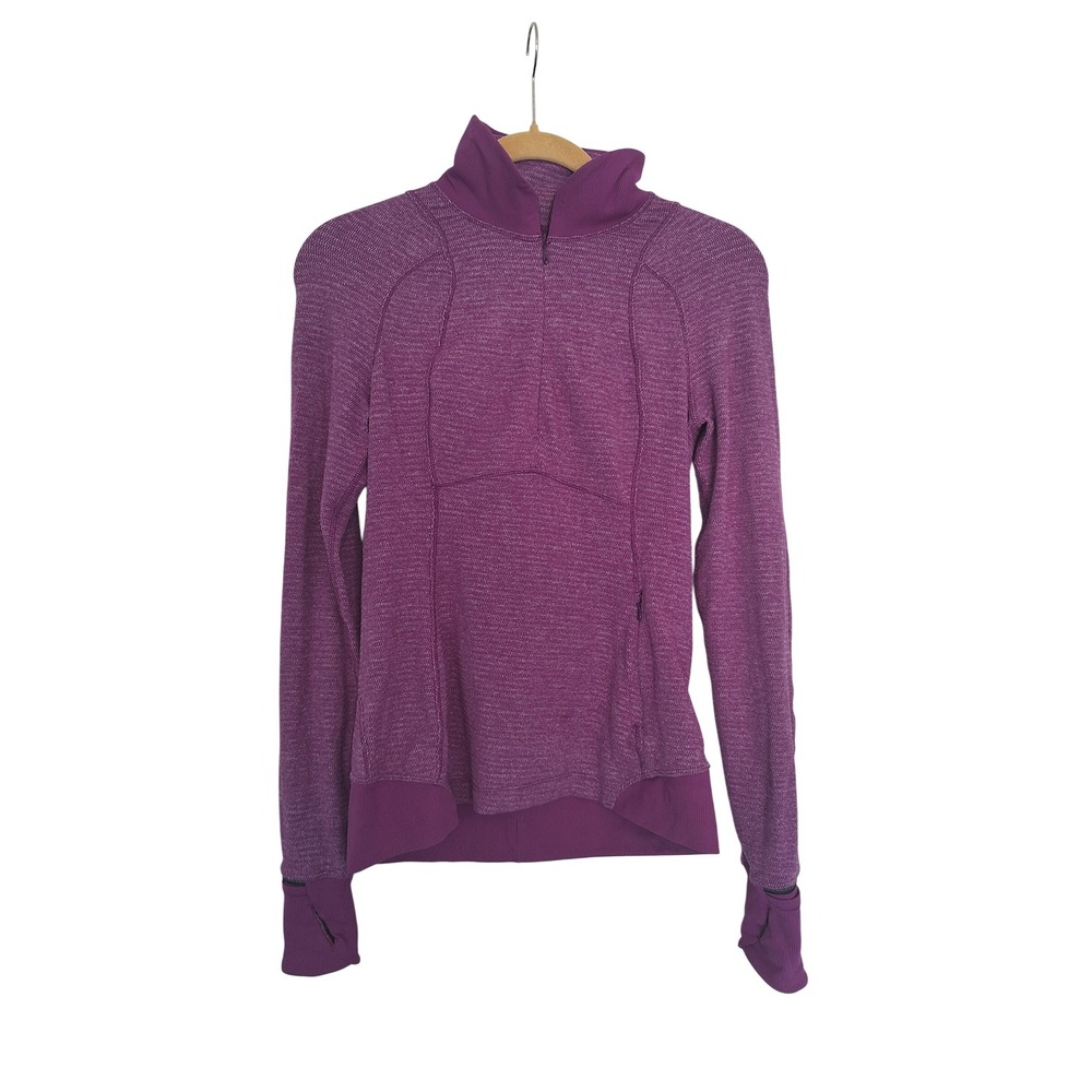 Lululemon Run Turbo 1/2 Zip Pullover Purple Heathered Thumbhole Running Top Sz 4